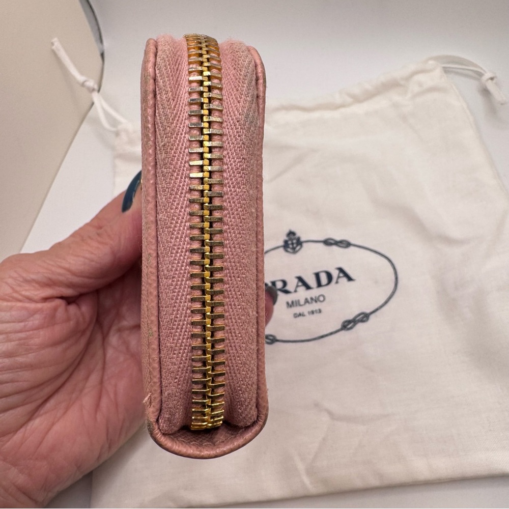 Prada Women's Blush Leather Compact Zippy Wallet - Picture 4 of 10